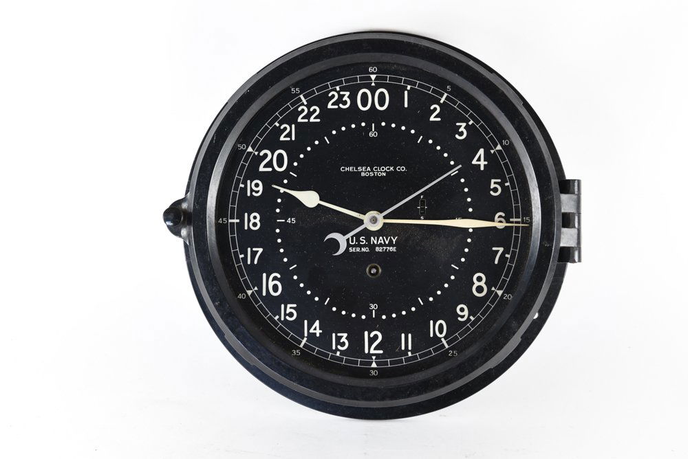 CHELSEA US NAVY LARGE DIAL 24 HOUR SHIPS CLOCK (1 of 6)