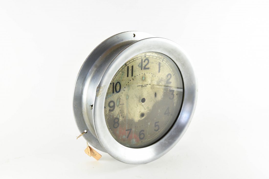 CHELSEA LARGE NICKEL SHIPS DECK CLOCK CASE (1 of 8)