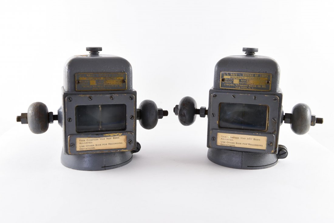 TWO US NAVY MOUNTED COMPASSES (1 of 7)
