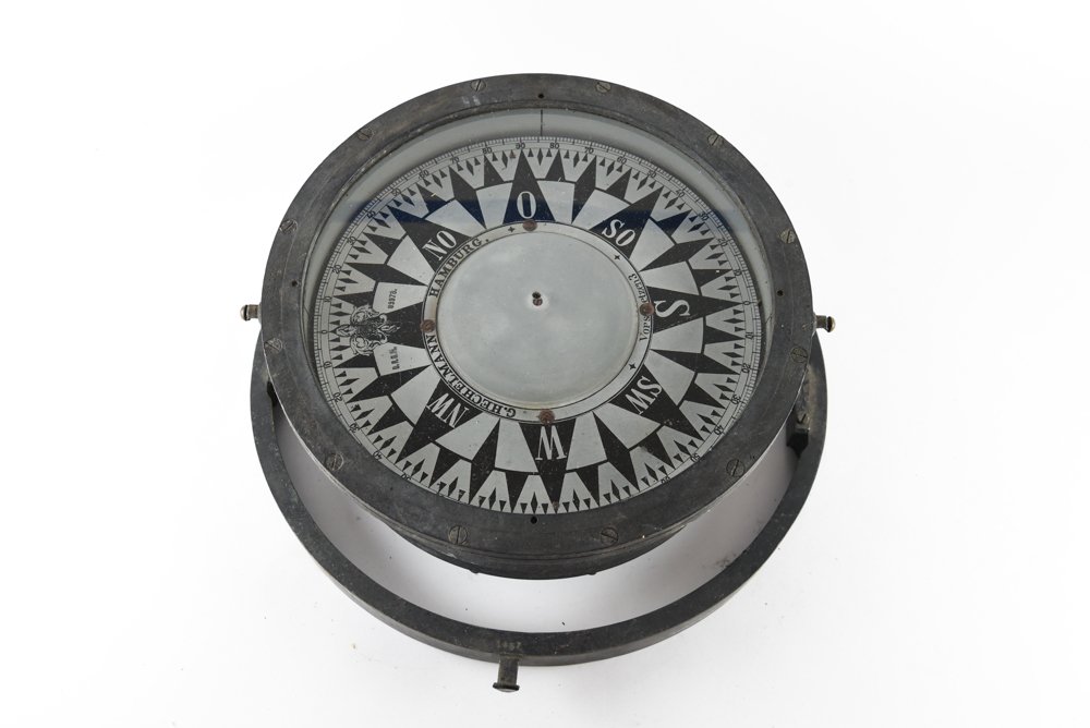 G. HECHELMANN COMPASS: Dimensions: 5.75" x 13" Dia Condition: Ring is seperated