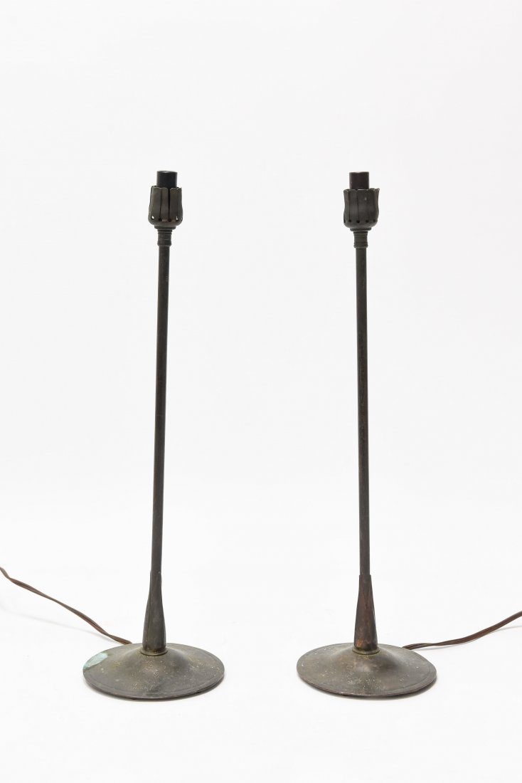 PAIR OF BRONZE ELECTRIFIED CANDLESTICK LAMPS (1 of 9)