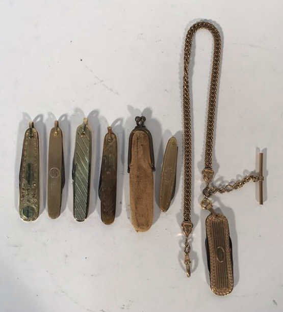 ANTQUE VINTAGE GOLD FILLED FOLDING POCKET KNIVES (1 of 4)