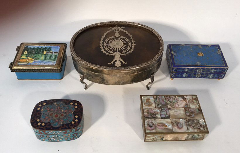 GROUPING OF INLAID & ENAMEL BOXES ETC. (1 of 6)