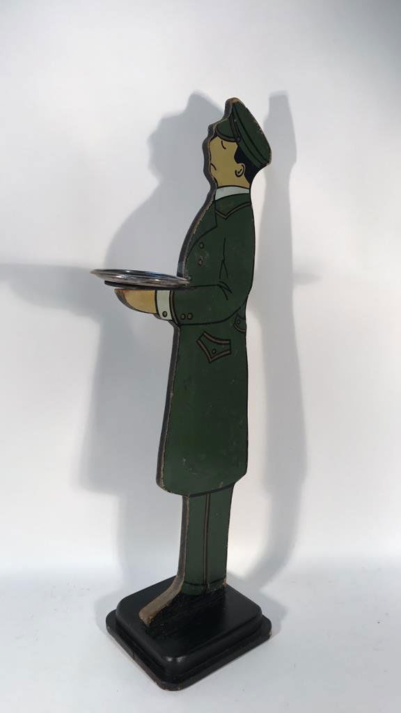 SILENT BUTLER BELL HOP FROM HARRODS KNIGHTSBRIDGE: Dimensions: H 37" x W 9" x D 12" Condition: Cracks and loss of paint