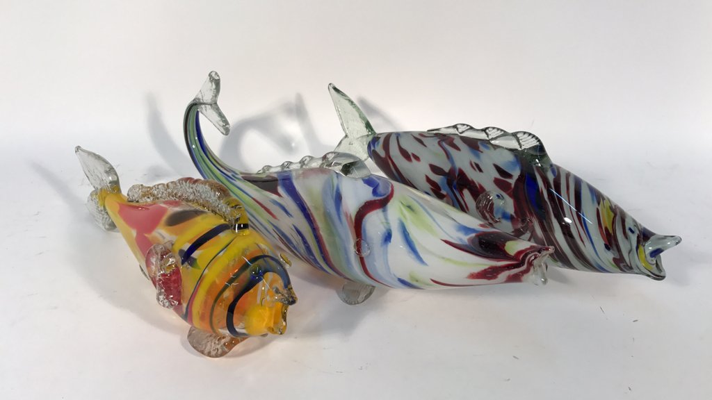 (3) ITALIAN BLOWN GLASS FISH SCULPTURES (1 of 4)