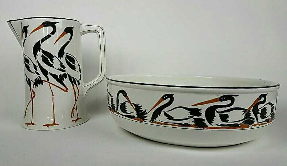 BELGIUM PORCELAIN PITCHER AND BOWL (1 of 5)