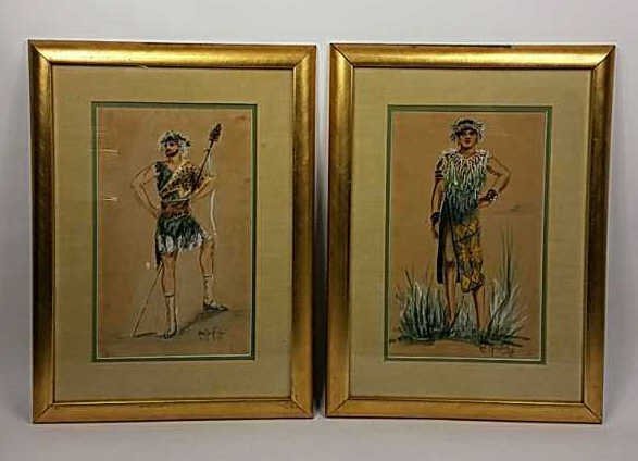 PAIR OF WATERCOLORS FROM 1911 (1 of 5)