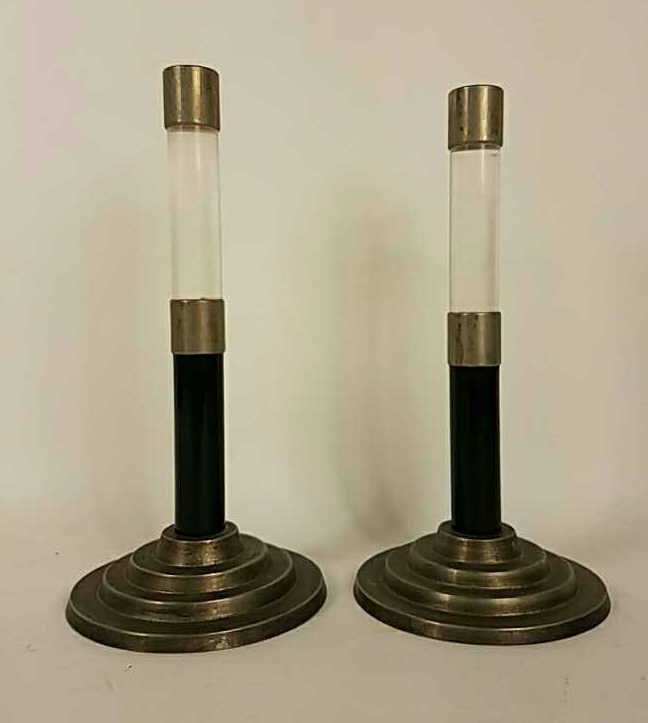 PAIR OF ART DECO STYLE MODERN CANDLESTICKS (1 of 5)