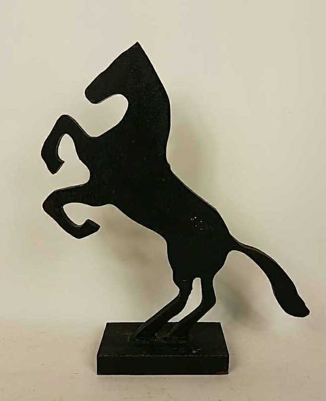 CAST IRON HORSE: Dimensions: H 15" x W 13" x D 3 " Condition: Normal wear