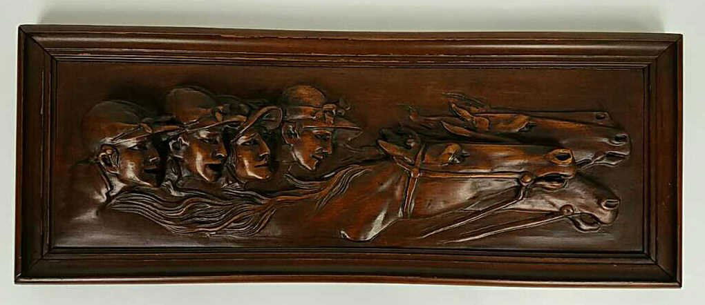 (4) CARVED WOODEN EQUESTRIAN PLAQUE (1 of 4)