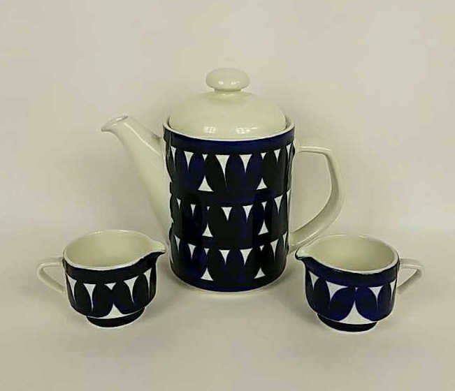 ARABIA TEA/COFFEE POT & CREAMER: Dimensions: Teapot H 8" x W 9" x D 4.5" Condition: No issues to note