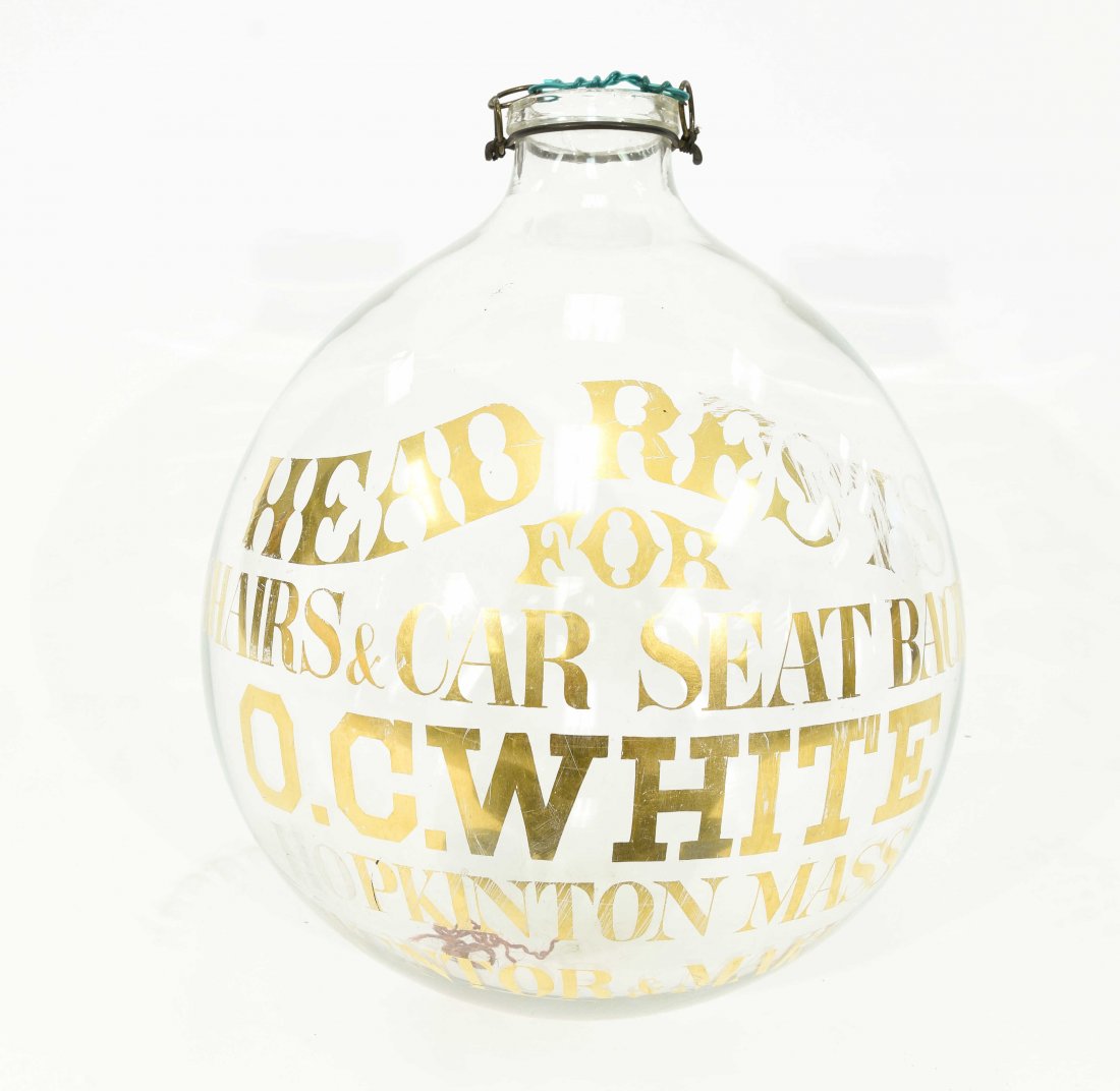 GIANT O.C. WHITE GLASS GLOBE TRADE SIGN (1 of 8)