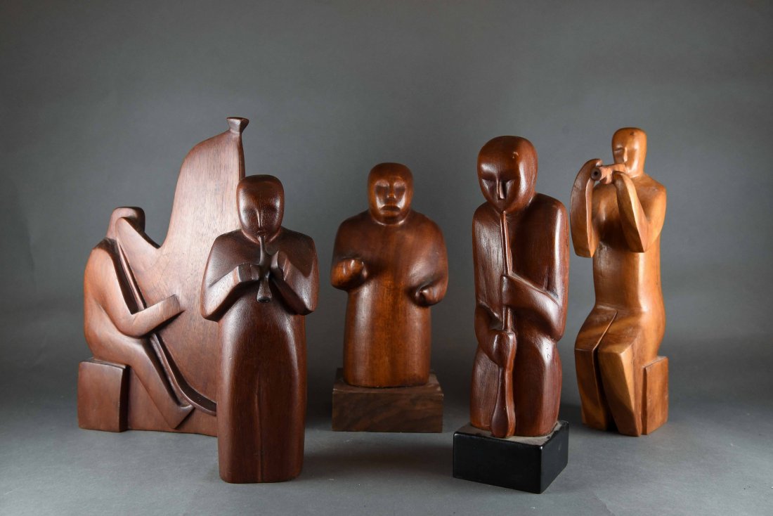 (5) WPA ERA MUSICIAN CARVINGS IN VARIOUS WOODS (1 of 10)
