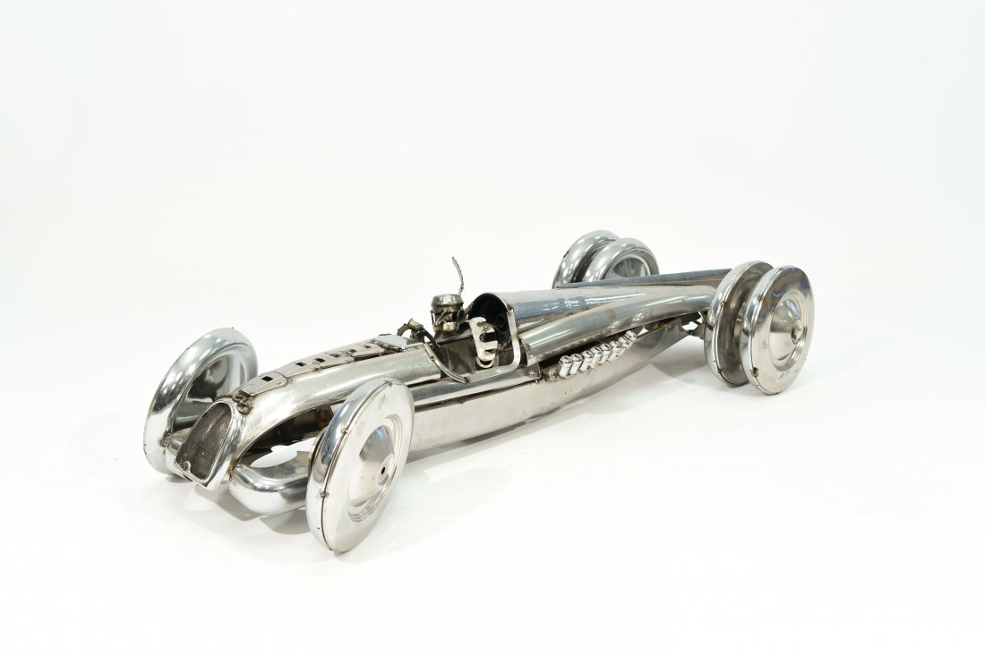 HANDMADE CHROME & STAINLESS RACE CAR SCULPTURE (1 of 10)