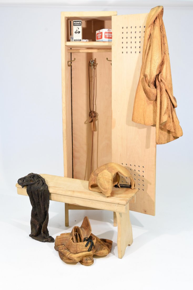 HAND CARVED WOOD & BRONZE BOXING SCULPTURE (1 of 10)