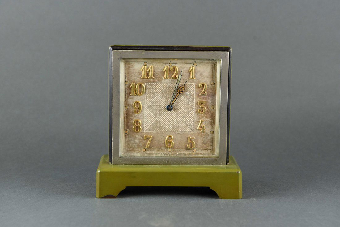 CARTIER ART DECO NICKEL & LACQUER PARTNERS CLOCK (1 of 8)