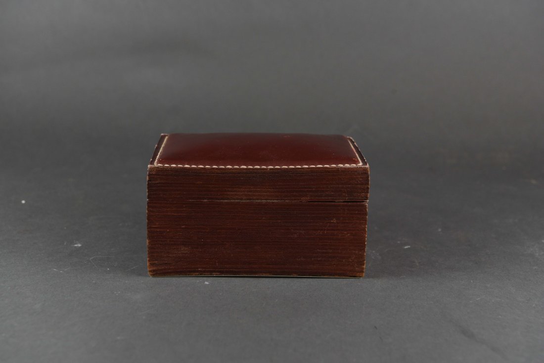 STACKED LEATHER HERMES BOX WITH SILVER BOTTOM (1 of 6)