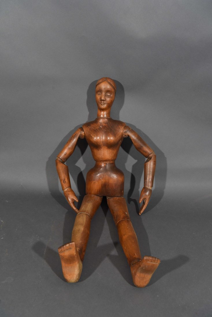 LARGE HAND CARVED WOODEN ARTIST MANNEQUIN 1960'S (1 of 10)
