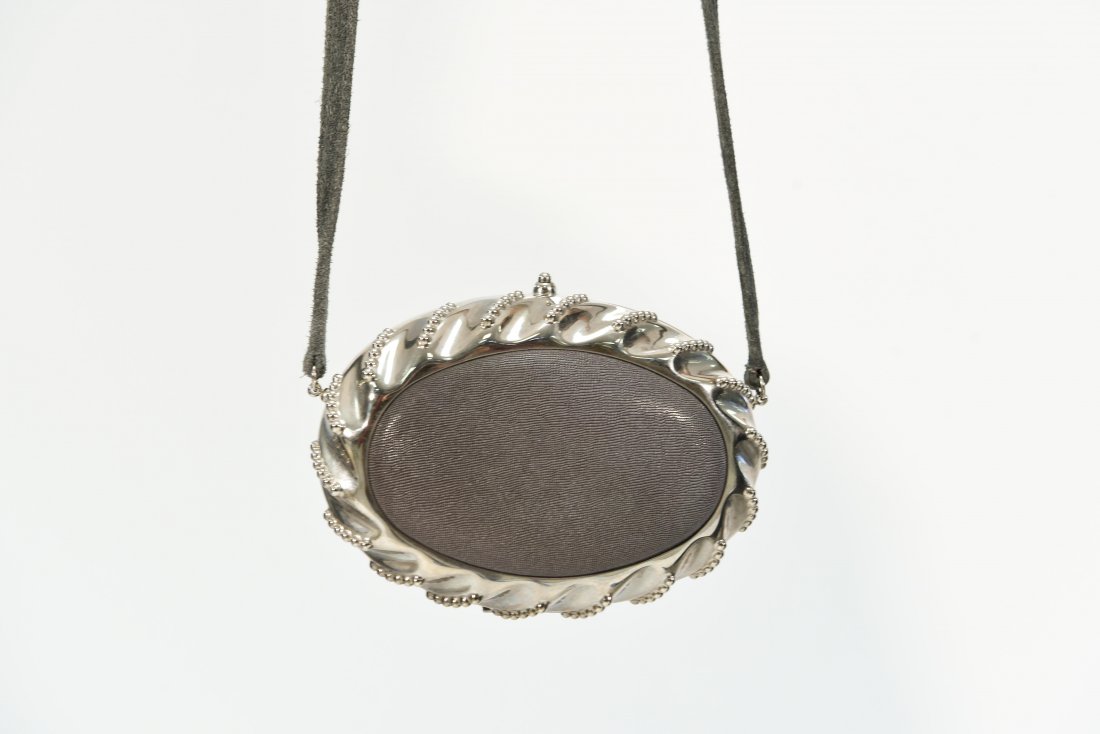 HERMES LEATHER AND SILVER HANDBAG (1 of 7)