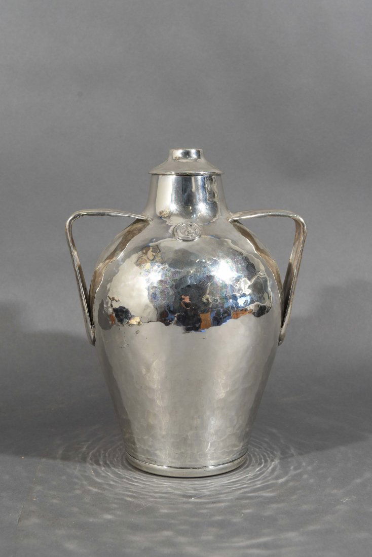ITALIAN HAMMERED STERLING SILVER HANDLED VASE (1 of 8)