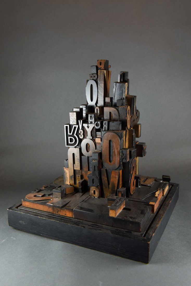 PRINTING BLOCK SCULPTURE ARTIST SIGNED 1960'S (1 of 10)