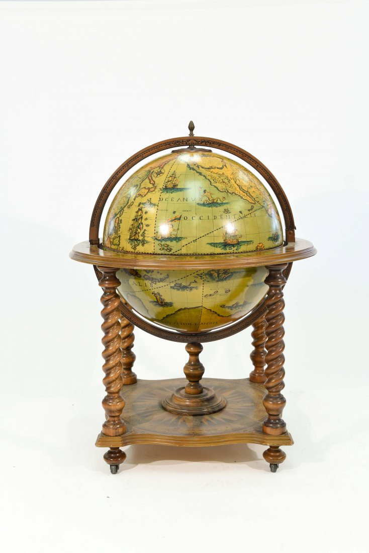 LARGE WOODEN GLOBE BAR (1 of 10)