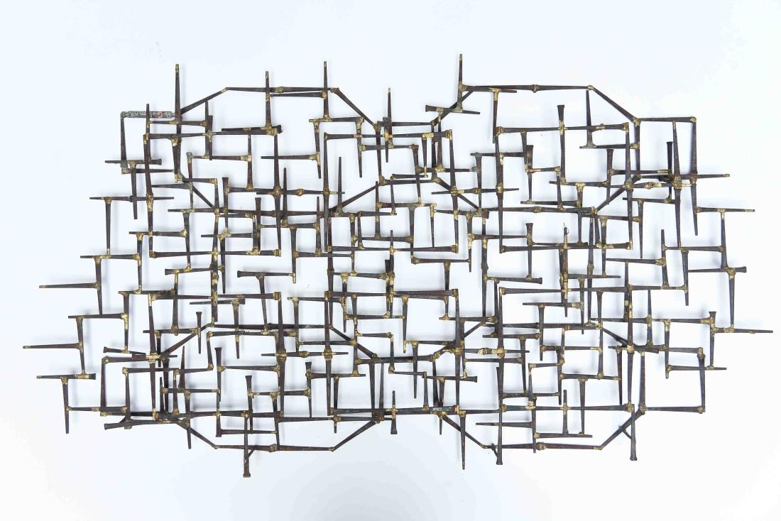 MID-CENTURY BRUTALIST NAIL SCULPTURE WALL ART (1 of 7)