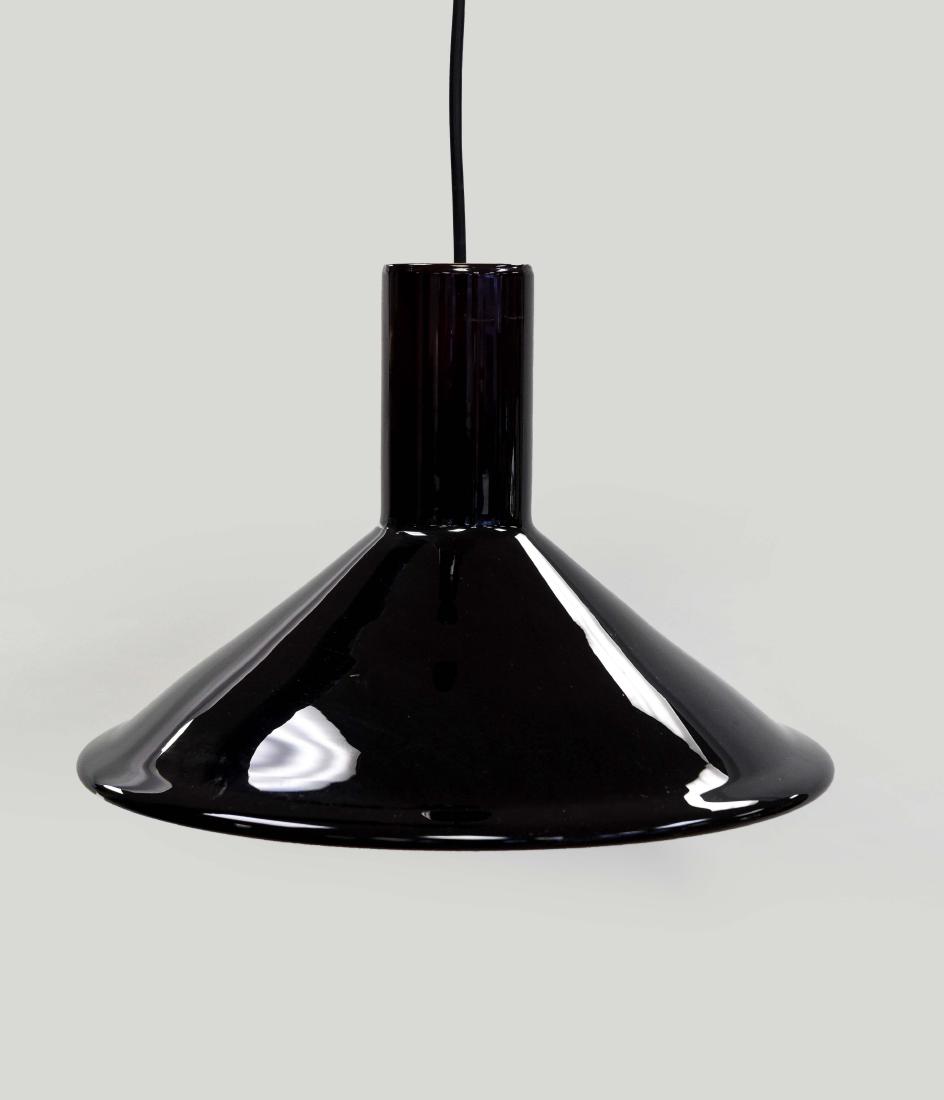 HOLMEGAARD 1960'S BLACK GLASS DANISH PENDANT LAMP (1 of 5)