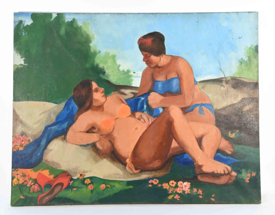 BATHING BEAUTIES O/C PAINTING SIGNED P MARTIN (1 of 11)