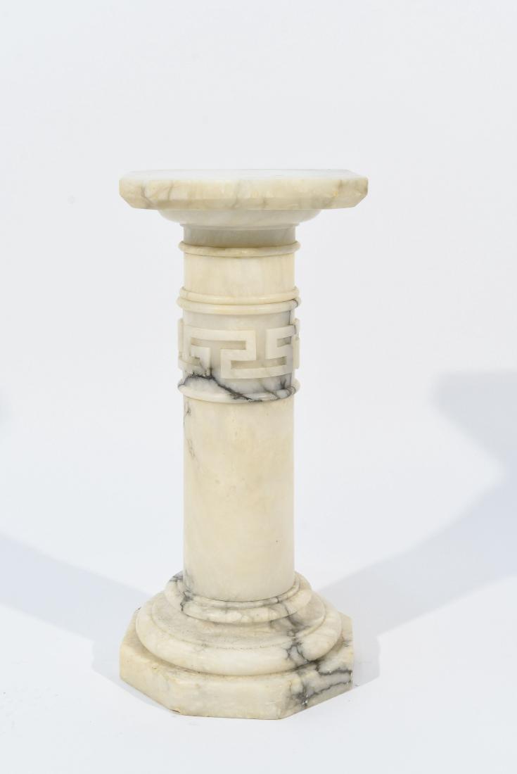 SMALL WHITE MARBLE PEDESTAL WITH GREEK KEY (1 of 7)