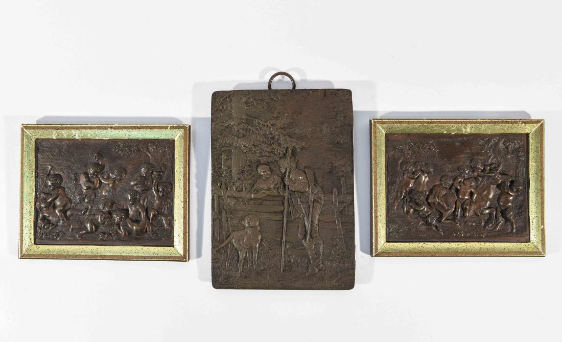 (3) CONTINENTAL BRONZE SCULPTURE WALL PLAQUES (1 of 7)