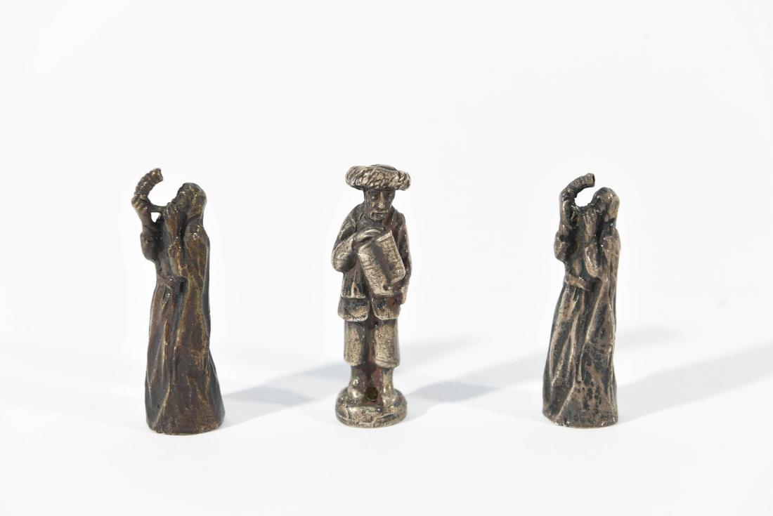 (3) SMALL SILVER BRONZE JEWISH FIGURE SCULPTURES (1 of 4)