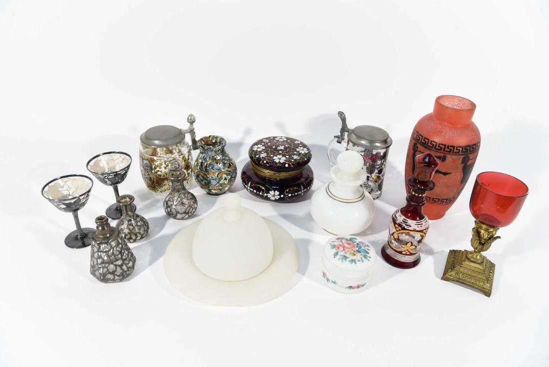 GLASS GROUPING INCL. SILVER OVERLAY (1 of 9)