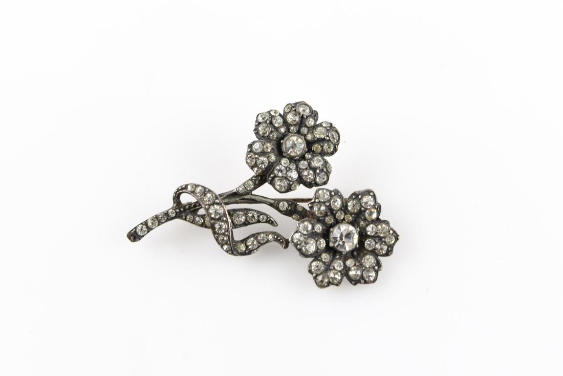 STERLING AND PASTE FLOWER BROOCH (1 of 3)