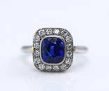 Art Deco Very Fine Kashmir Sapphire & Diamond Ring AGL