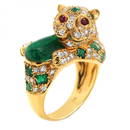 PANTHER DIAMOND Emerald And 18K Gold Ring