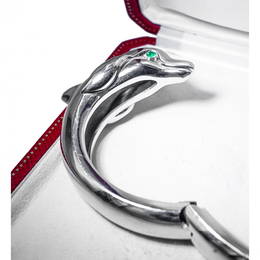 Cartier 18K White Gold Dolphin Bangle Bracelet