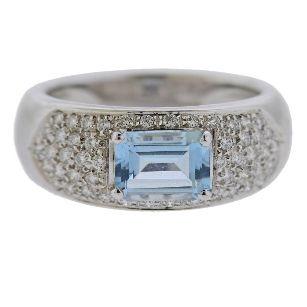18k Gold Diamond Aquamarine Ring (1 of 4)