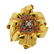 Retro 18K Gold Diamond Sapphire Emerald Ruby Flower