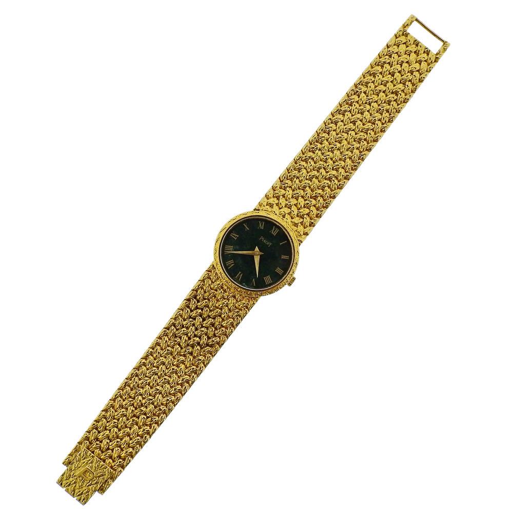 Piaget 18k Gold Green Stone Dial Watch 924D2 (1 of 4)