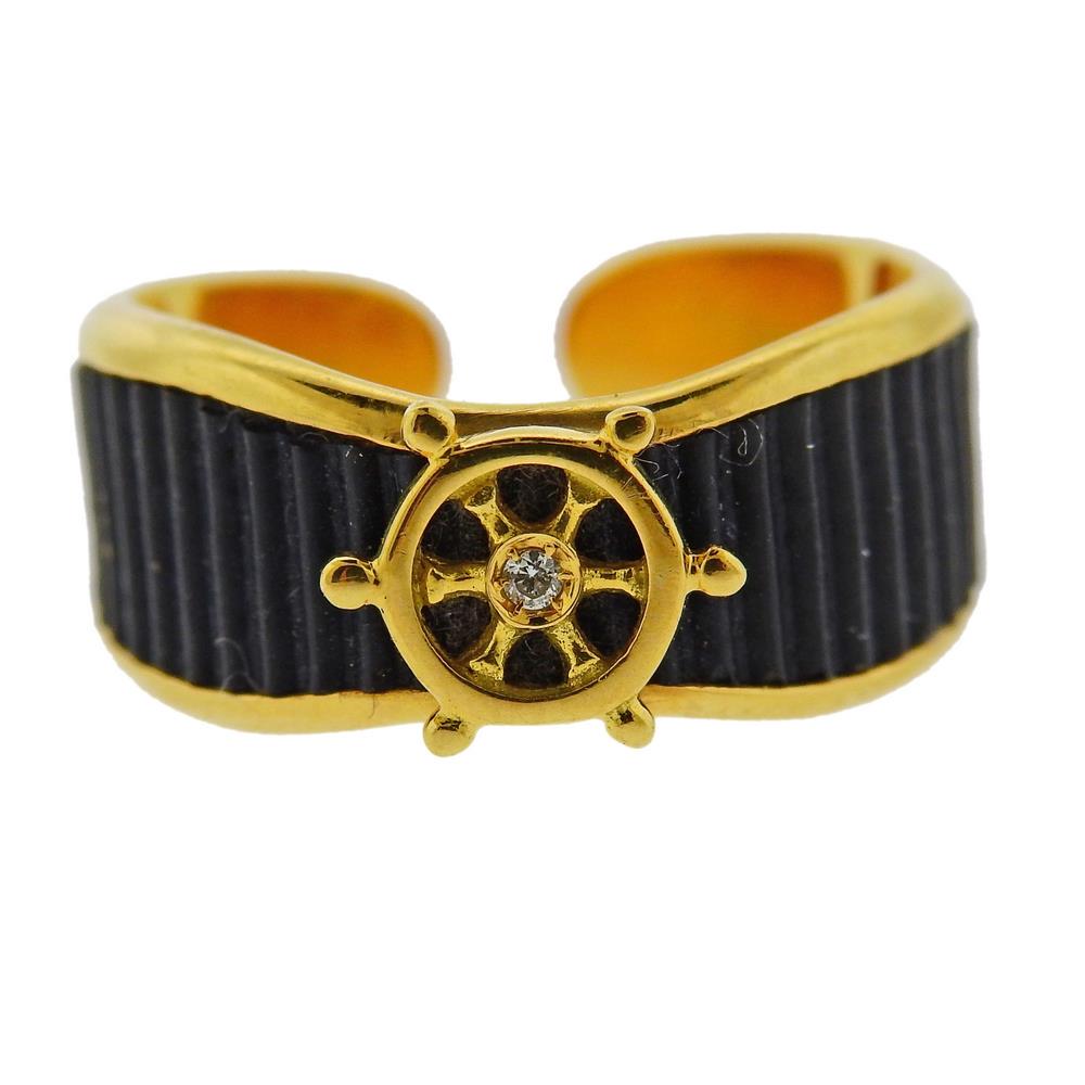 18k Gold Diamond Ship Wheel Ring (1 of 5)