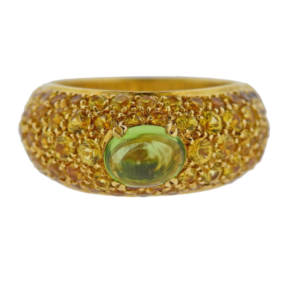 Versace 18K Gold Yellow Gemstone Peridot Ring (1 of 4)