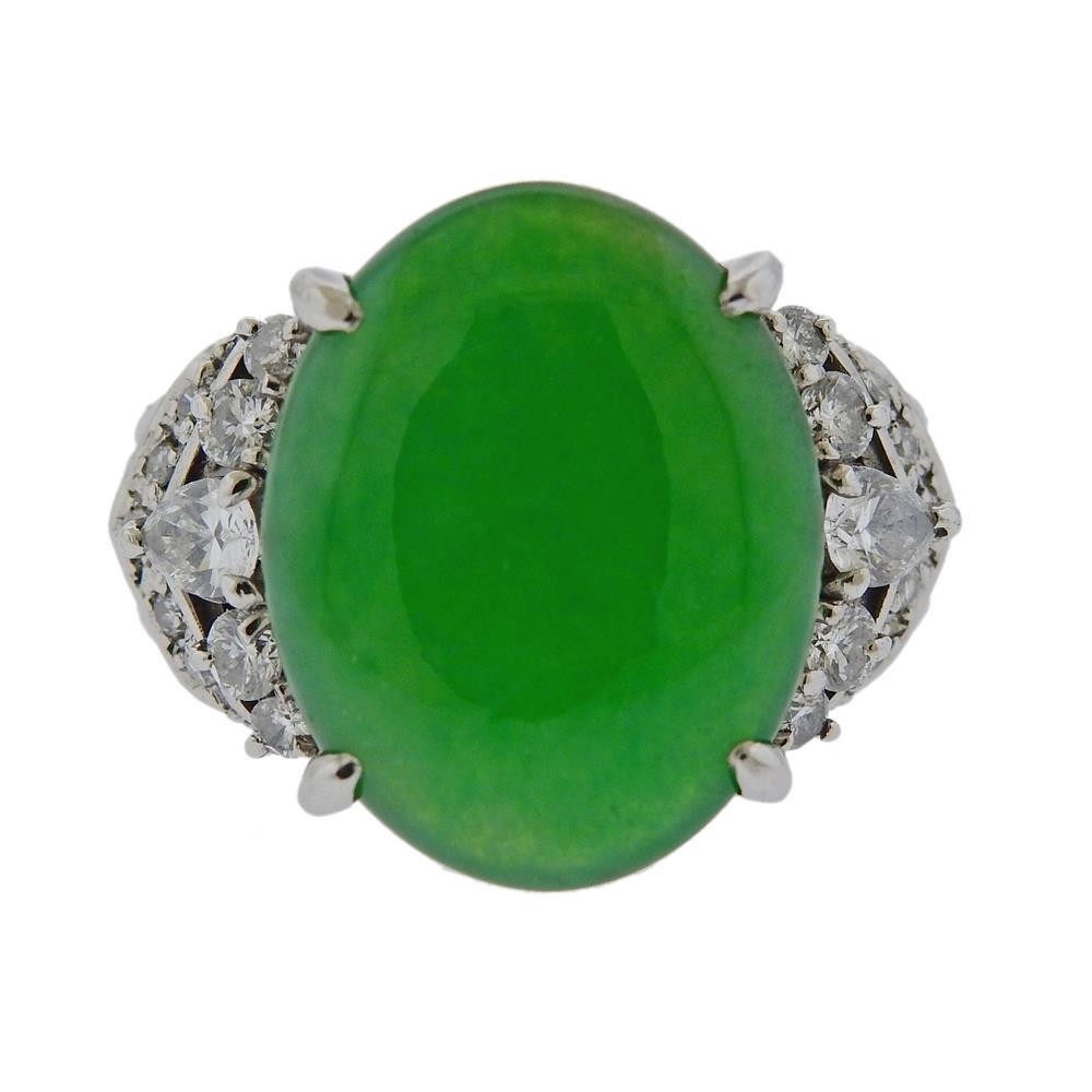GIA Jade Platinum Diamond  Ring (1 of 5)