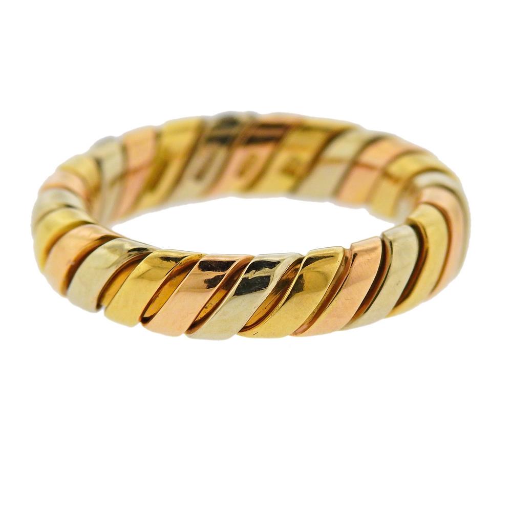 Bvlgari Bulgari Tubogas 18K Tricolor Band Ring (1 of 4)