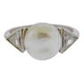 18K Gold Diamond Natural Saltwater Pearl Ring