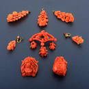 Lot of YG  Carved Coral Jewelry