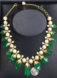 Gorgeous Indian Colombian Emerald Necklace With Pearls