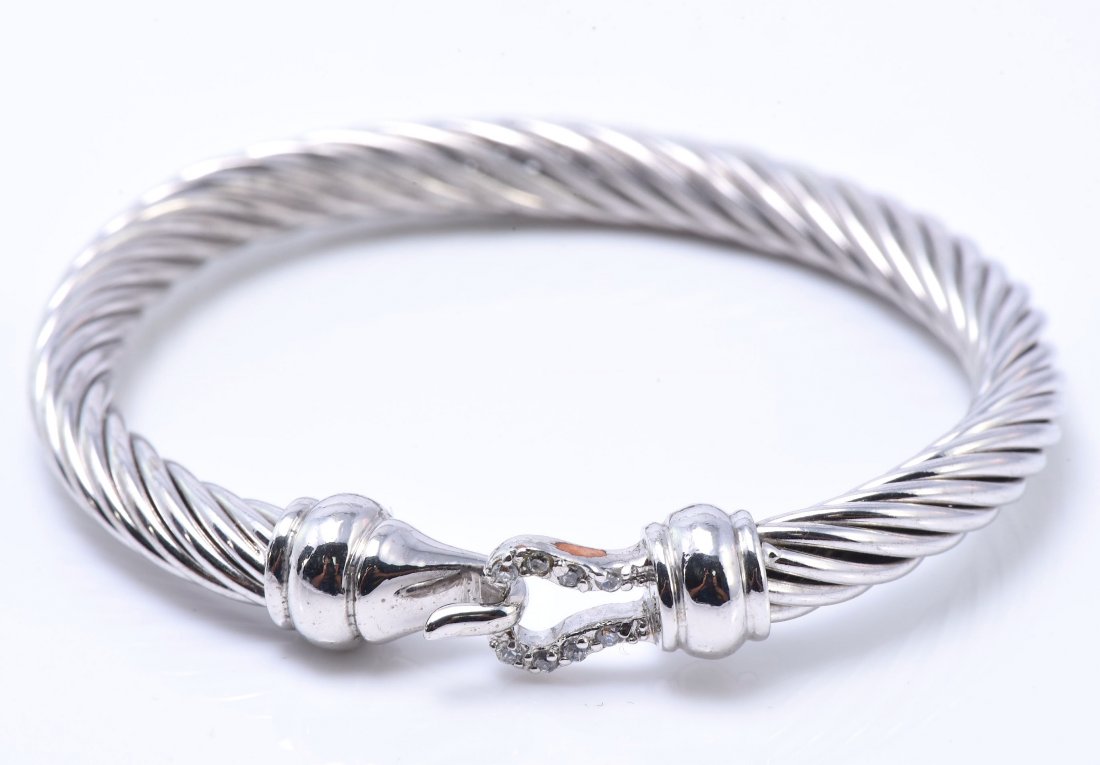 David Yurman Sterling Silver and Diamond Bangle (1 of 3)