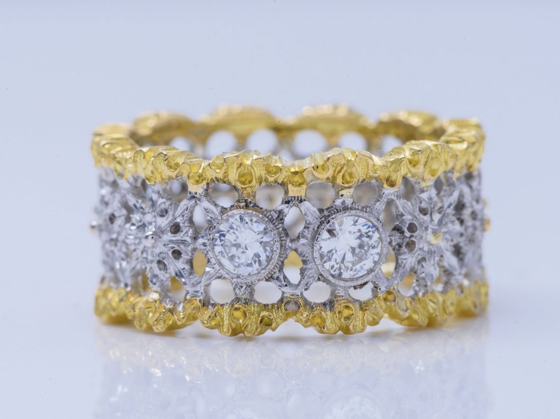 Buccellati 18K YG & WG Diamond Band. (1 of 6)