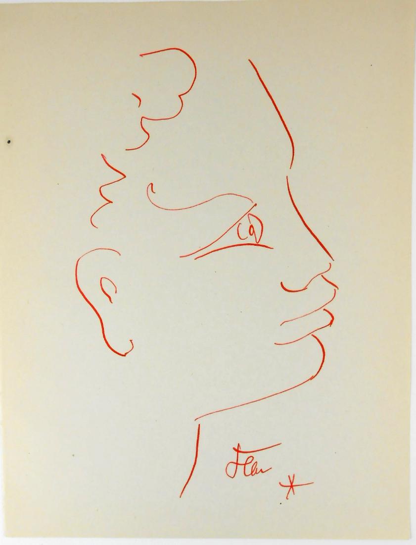 Jean Cocteau Pen & Red Ink Drawing (1 of 2)